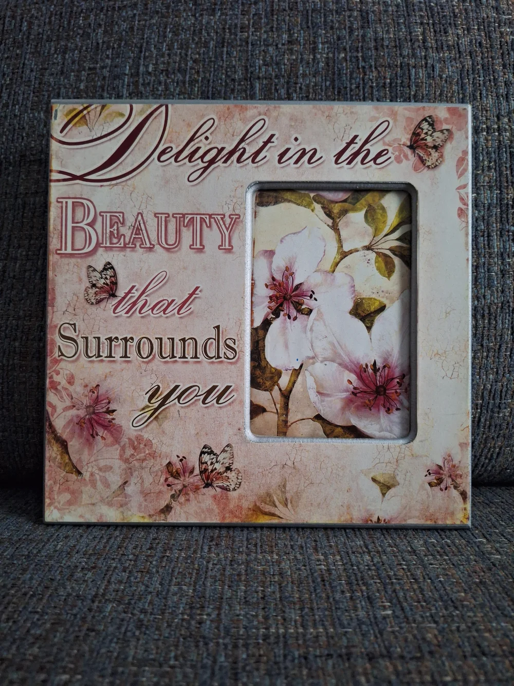 Floral 'Delight in the Beauty' Decorative Picture Frame - Pink